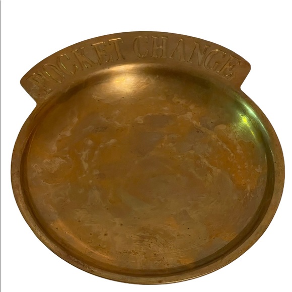 Vintage Mid-Century Brass POCKET CHANGE Dish - Picture 1 of 3